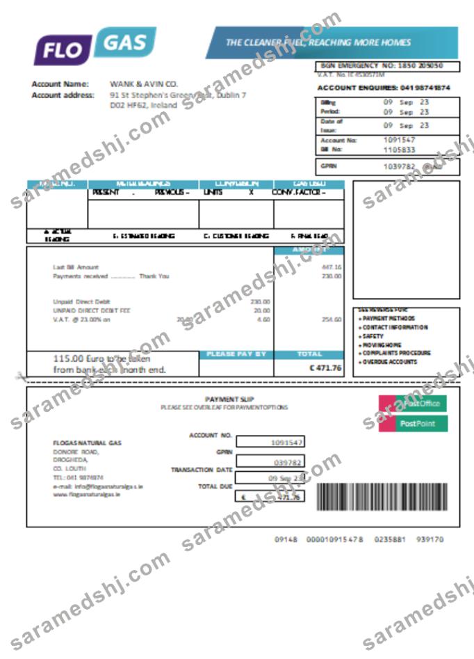 Flogas Natural Gas utility business bill SCR